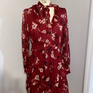 Camelia Chiffon Mini A-line Dress In Deep Russet